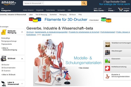 Screenshot Amazon.de Gewerbe, Industrie & Wissenschaft Shop